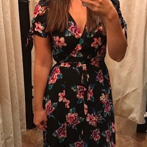 Floral Design Wrap Dress